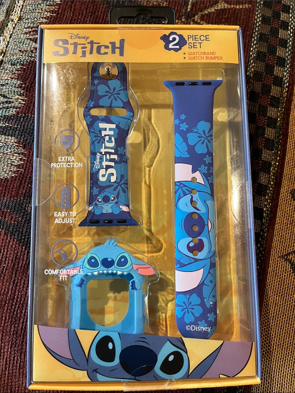 Disney Stitch Blue Floral Silicone Watch Band & Matching Bumper